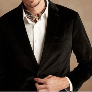 Men’s Banana Republic Black Velvet Blazer 38R Slim Sport Coat
